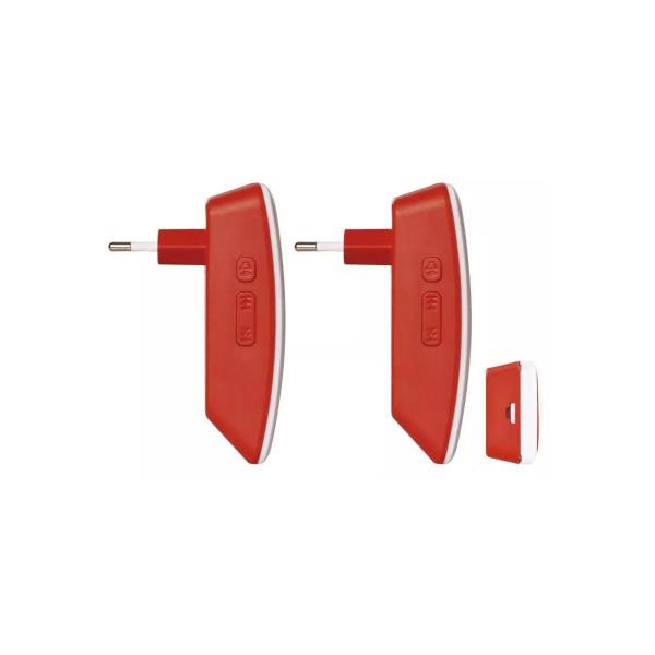 EMOS WIRELESS DOORCHIME AC P5750.2R Drahtlose Türklingel mit zwei Empfängern, weiß-rot