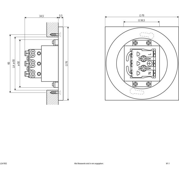 EVN LED Wandeinbauleuchte - Edelstahl IP44 - 220-240V - 1,8W - 3000K - 55lm (LQ41802)