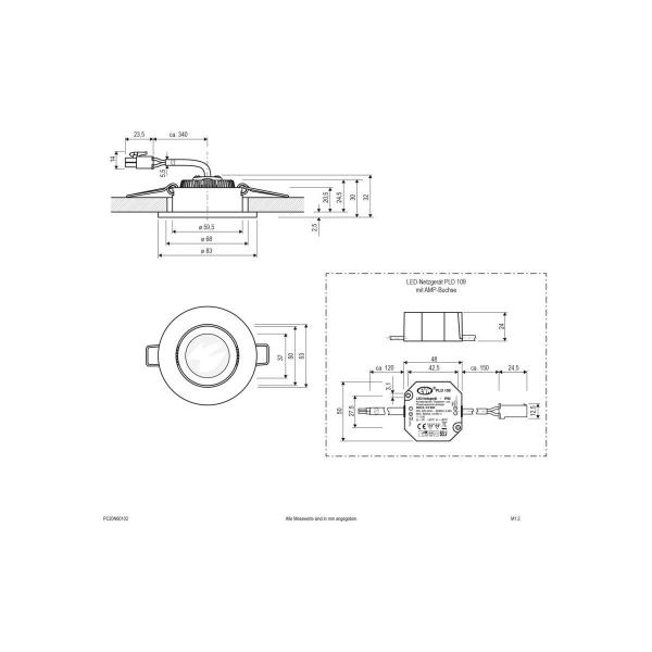 EVN LED Deckeneinbauleuchte Rund - schwenkbar (STL) IP20 - 220-240V inkl. Netzgerät, 6W, 620lm, 3000K, weiß (PC20N60102)