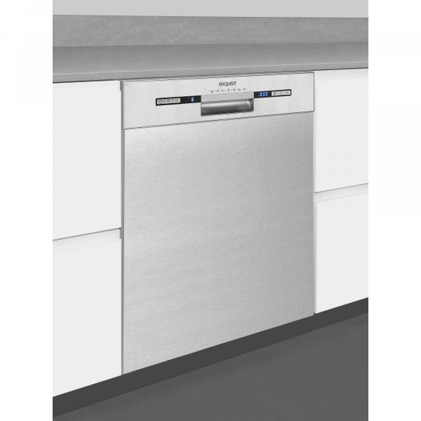 Exquisit EGSP9313-EF-030E Unterbau-Geschirrspüler, 60 cm breit, 13 Maßgedecke, Display, 7 Spülprogramme, inox