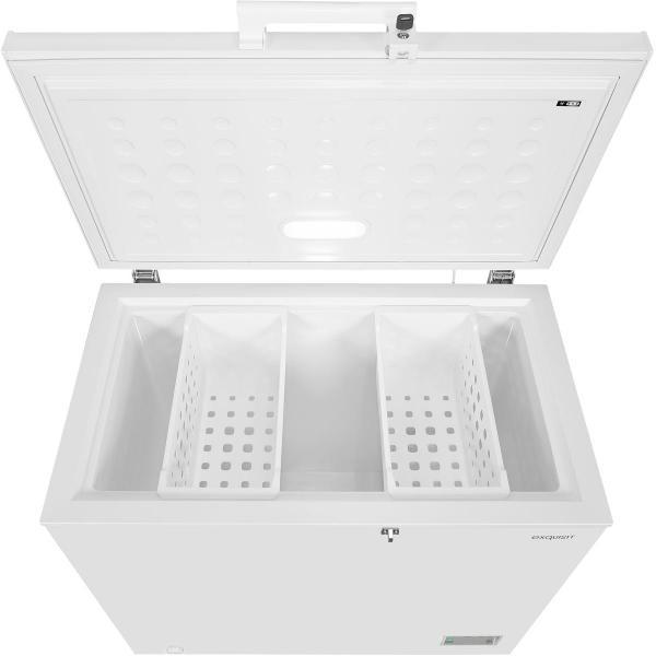 Exquisit GT200-HE-040C Stand Gefriertruhe, 103 cm breit, 198 L, LED Beleuchtung, 2 Körbe, weiß