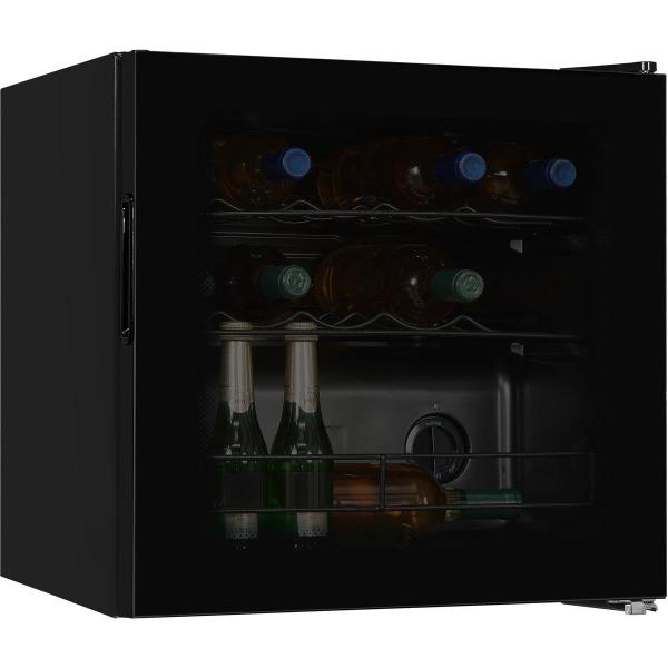 Exquisit WS1-12-GTE-030G Stand Weinkühlschrank, 48 cm breit, 14 Standradweinflaschen, Türanschlag wechselbar, Temperatureinstellung, schwarz