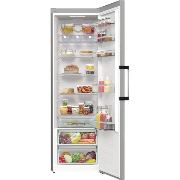 Gorenje R619DAXL6 Standkühlschrank, 60cm breit, 398 L, SuperCool, IonAir, DynamiCooling, AdaptTech, CrispZone mit Feuchteregler, Metallic/Edelstahl