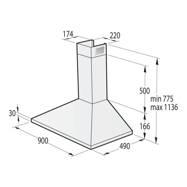 Gorenje WHC929E4X-DE Wandhaube, 90 cm breit, 450 m³/h, Drucktasten, LED Beleuchtung, 3 Leistungsstufen, Edelstahl