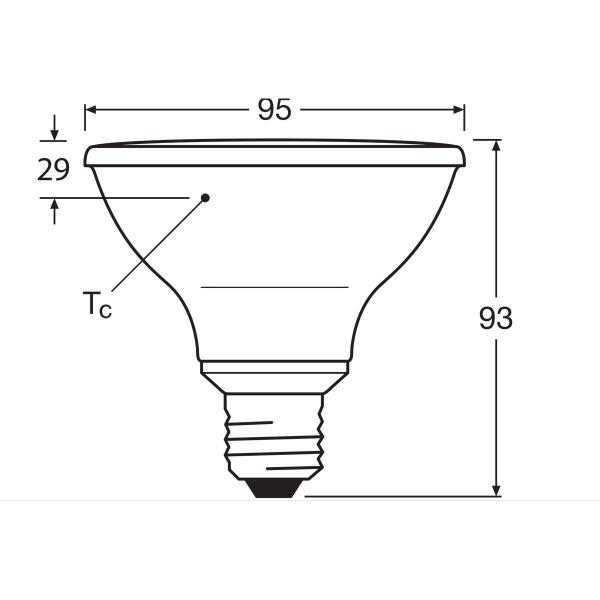 LEDVANCE LED PAR30 75 36° DIM P 10W 927 E27 LED-Reflektorlampe, 633lm, 2700K (LED PAR307536 D)