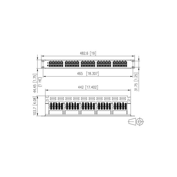 Metz Connect 130886-0203-E UAE 50x8(4) Cat.3 Patchfeld, Stahlblech, schwarz