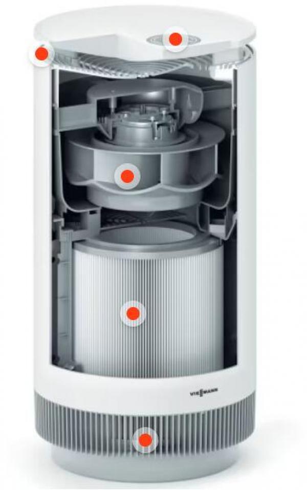 Viessmann Vitopure 350 Mobiler Luftreiniger für 50 m² Wohnräume, Leinen-weiß (7973843)