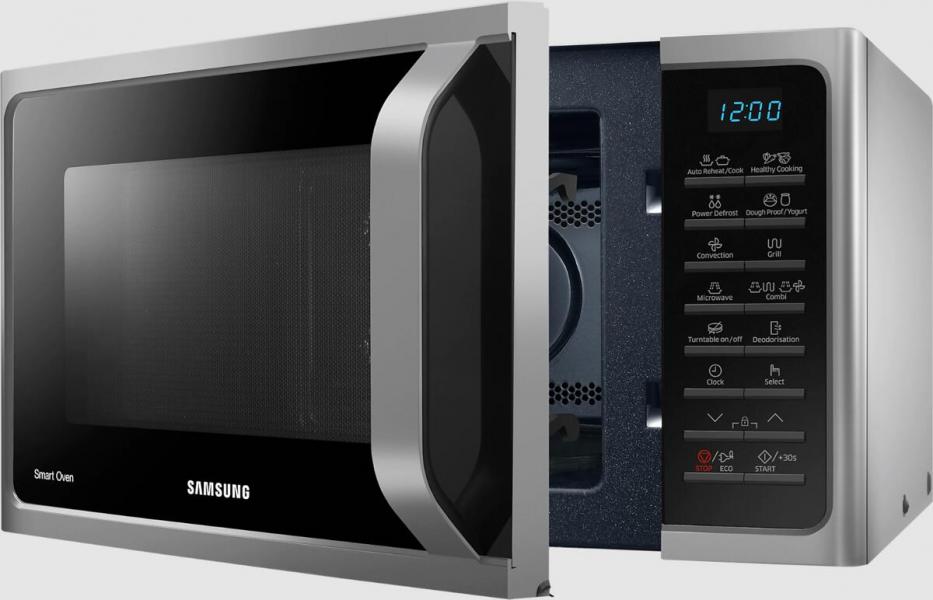 Samsung MC28H5015AS Stand Mikrowelle, 900 W, 28 L, 6 Leistungsstufen, Grill, Heißluft, ECO-Modus, Timer, silber