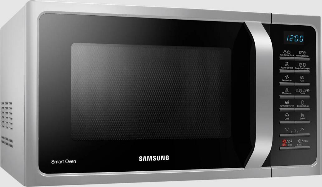 Samsung MC28H5015AS Stand Mikrowelle, 900 W, 28 L, 6 Leistungsstufen, Grill, Heißluft, ECO-Modus, Timer, silber