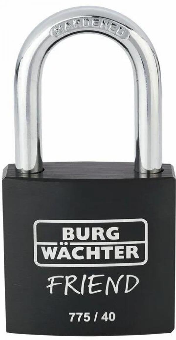 ARDEBO.de Burg Wächter 775 40 35 Black SB Friend Zylinder-Vorhangschloss, Aluminium, schwarz (39461)