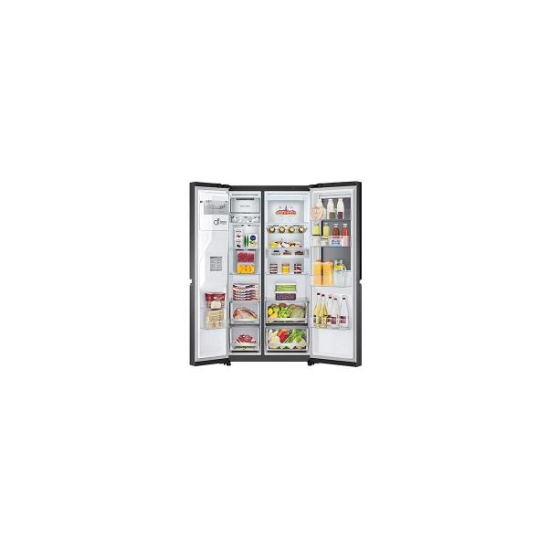 LG GSXV90MCDE Side-by-Side Kombination, 91cm breit, 635 L, NoFrost, Eis-, Crushed Ice- und Wasserspender, Craft Ice, Festwasseranschluss, Edelstahl schwarz matt