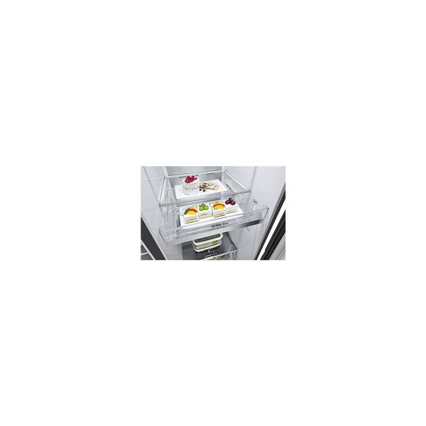 LG GSXV90MCDE Side-by-Side Kombination, 91cm breit, 635 L, NoFrost, Eis-, Crushed Ice- und Wasserspender, Craft Ice, Festwasseranschluss, Edelstahl schwarz matt