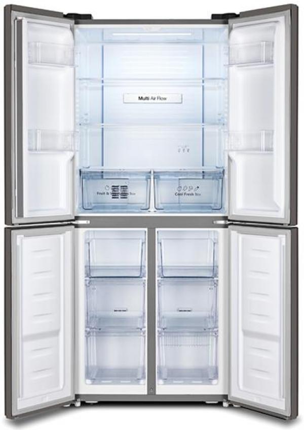 Hisense RQ515N4AC2 Multi Door Side-by-Side Kühl-/Gefrierkombination, 79,4cm breit, 427l, NoFrost, Edelstahl-Look