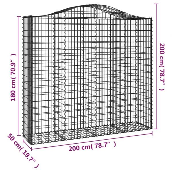 Gabionen mit Hochbogen 8 Stk. 200x50x180/200cm Verzinktes Eisen