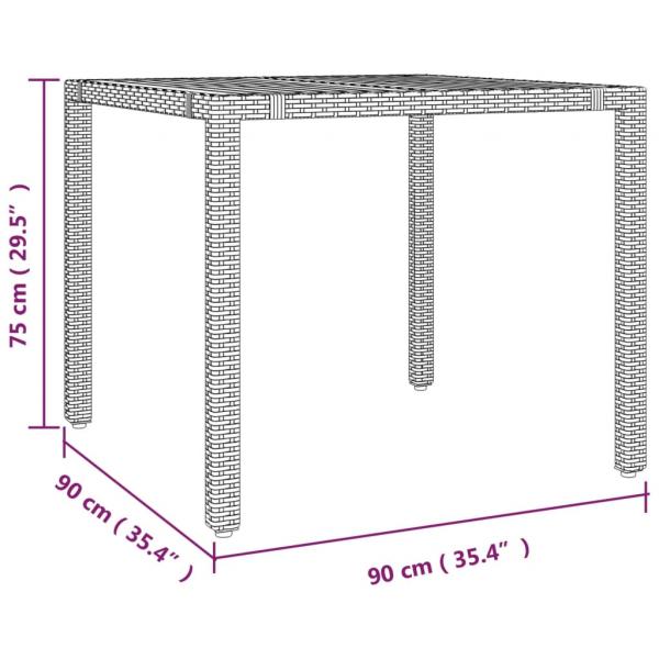 Gartentisch mit Holzplatte Grau Poly Rattan & Massivholz Akazie