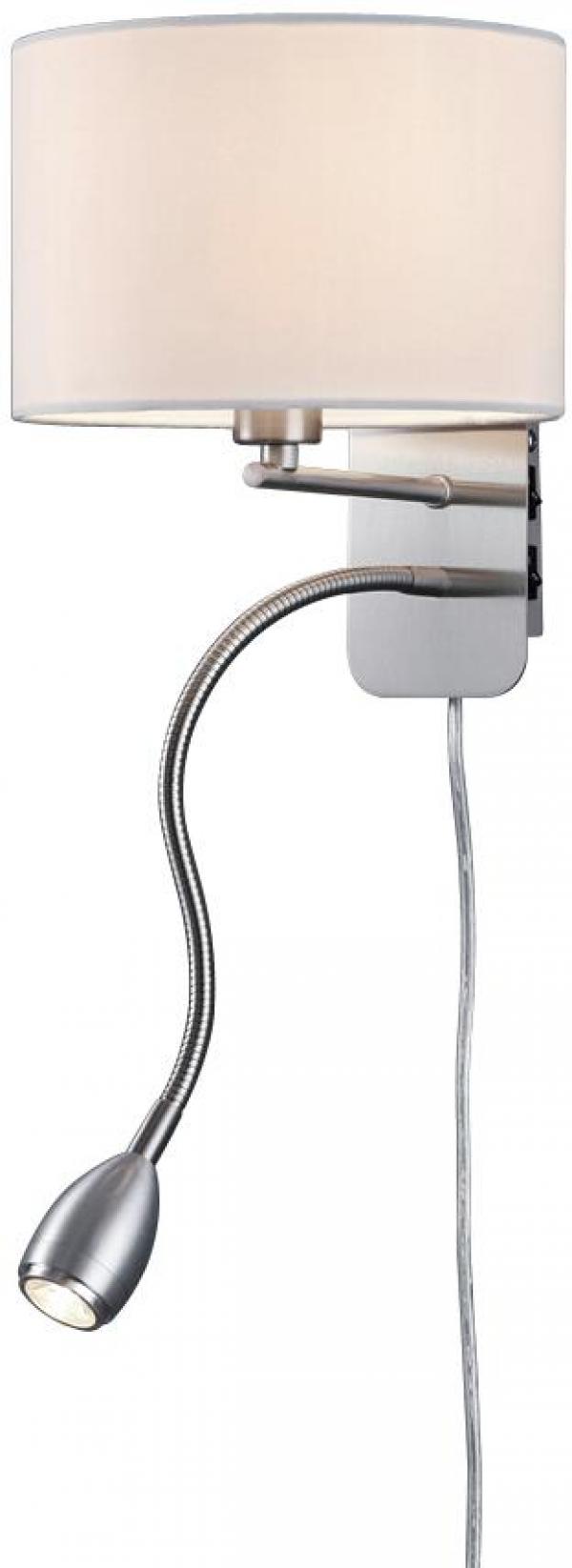 ARDEBO.de Trio Hotel LED Wandleuchte, E14, 40W, IP20, Nickel matt/weiß (271170201)