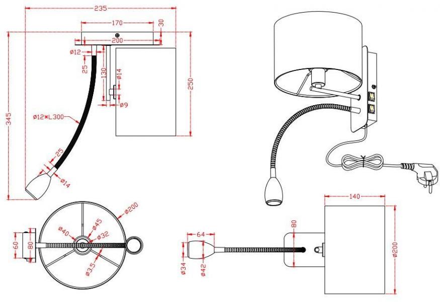 Trio Hotel LED Wandleuchte, E14, 40W, IP20, Nickel matt/weiß (271170201)