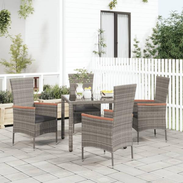 ARDEBO.de - Gartenstühle mit Kissen 4 Stk. Poly Rattan Grau