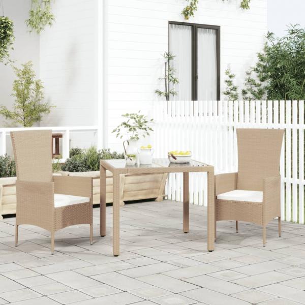 ARDEBO.de - Gartenstühle mit Kissen 2 Stk. Poly Rattan Beige