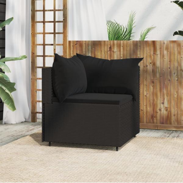 ARDEBO.de - Garten-Ecksofa mit Kissen Schwarz Poly Rattan