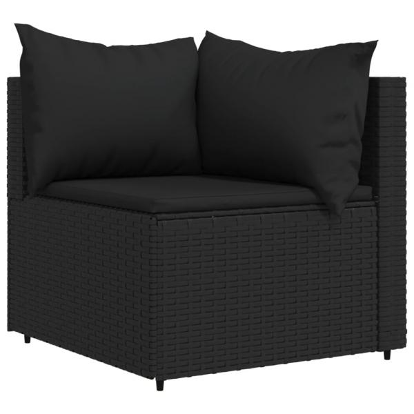 Garten-Ecksofa mit Kissen Schwarz Poly Rattan