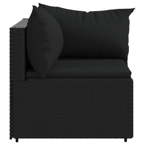 Garten-Ecksofa mit Kissen Schwarz Poly Rattan