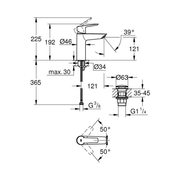 GROHE Start Einhand-Waschtischbatterie, 1/2", M-Size, matt black (235752432)