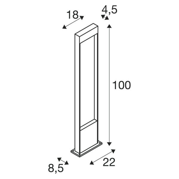 SLV FLATT POLE 100 Outdoor LED Stehleuchte, 3000K, IP65, anthrazit (1002958)