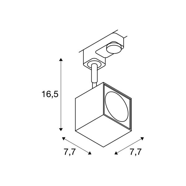 SLV ALTRA DICE Spot für Hochvolt-Stromschiene 3Phasen, QPAR51, eckig, weiß, max. 50W, inkl. 3Phasen-Adapter (152321)