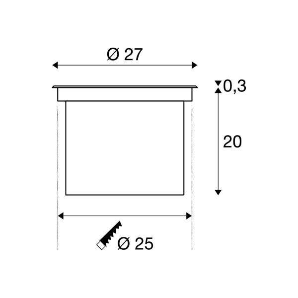 SLV DASAR 270 Outdoor LED Bodeneinbauleuchte, 3000K, rund, IP67, symmetrische Abstrahlung (1002897)