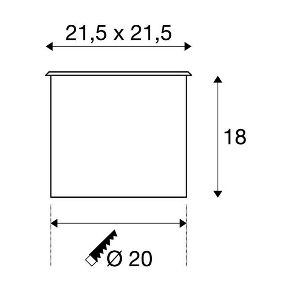 SLV DASAR 215 Outdoor Bodeneinbauleuchte, QPAR111, IP67, eckig, edelstahl 316, max. 75W (229234)