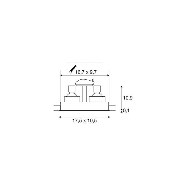 SLV HORN Deckeneinbauleuchte, schwarz, GU10, double, 25W (1006121)