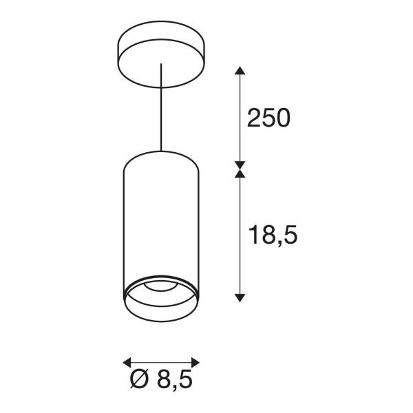 SLV NUMINOS PD DALI M Indoor LED Pendelleuchte 36°, 20,1W, 1970lm, 3000K, weiß/schwarz (1004543)