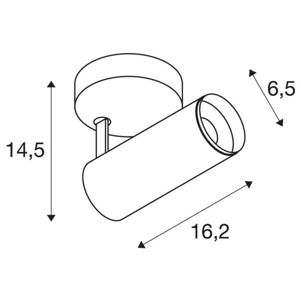 SLV NUMINOS SPOT DALI S Indoor LED Deckenaufbauleuchte 36°, 10,42W, 1020lm, 3000K, weiß/schwarz (1004399)