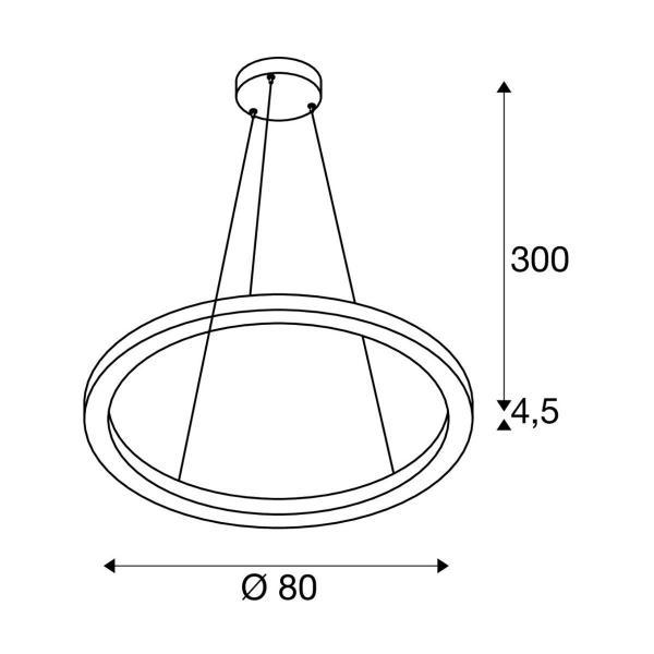 SLV ONE 80 PD DALI UP/DOWN Indoor LED Pendelleuchte, CCT switch 3000/4000K, schwarz (1004763)