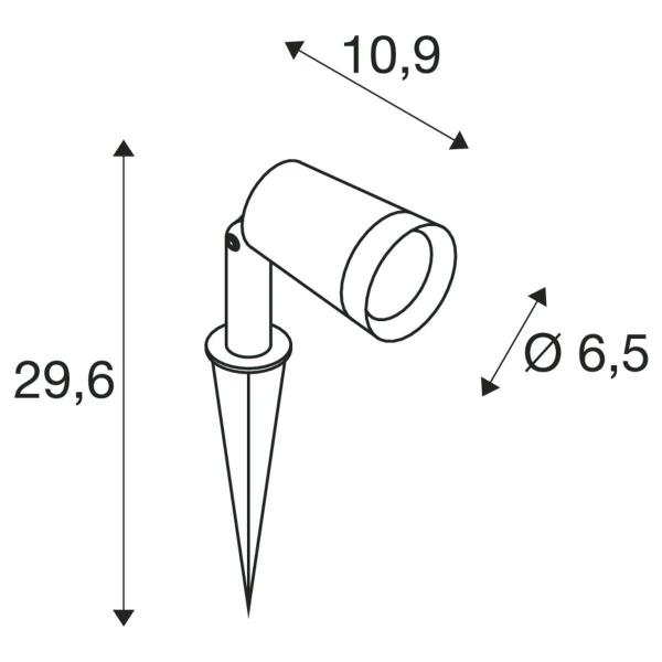 SLV SYNA PLANT Erdspießleuchte, 3000K, IP65, 36°, 540lm, schwarz (1007146)