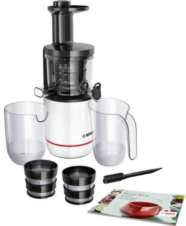 ARDEBO.de Bosch MESM500W Entsafter VitaExtract, 150 W, Gentle Squeezing Technology, VitaExtract-Rezeptheft, weiß