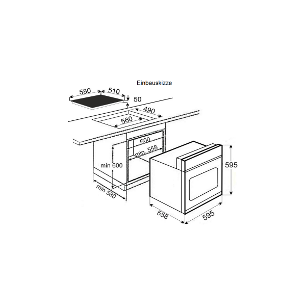 Exquisit EHE 146-2.1-Set EEK: A Einbauherd-Set mit Glaskeramikkochfeld, 60 cm breit, 56 L, Ober-/Unterhitze, Edelstahl-Optik