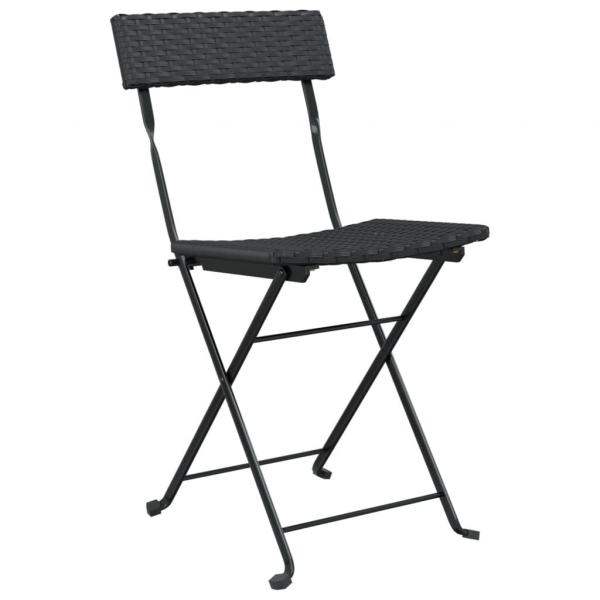 Bistrostühle 4 Stk. Klappbar Schwarz Poly Rattan und Stahl