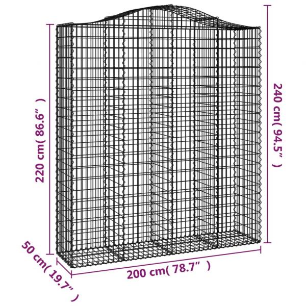 Gabionen mit Hochbogen 4 Stk. 200x50x220/240cm Verzinktes Eisen