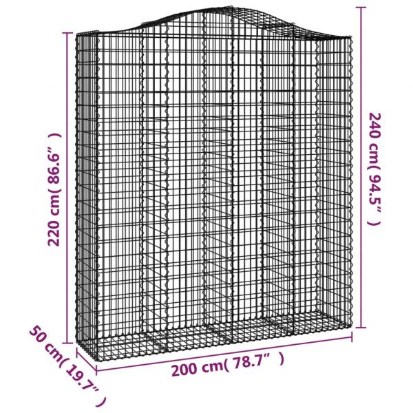 Gabionen mit Hochbogen 2 Stk. 200x50x220/240cm Verzinktes Eisen