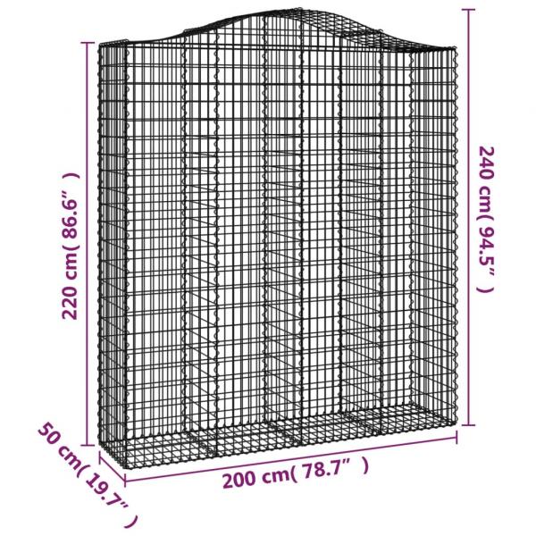 Gabionen mit Hochbogen 3 Stk. 200x50x220/240cm Verzinktes Eisen