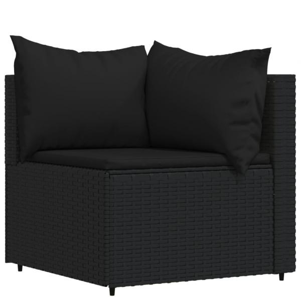 3-tlg. Garten-Lounge-Set mit Kissen Schwarz Poly Rattan