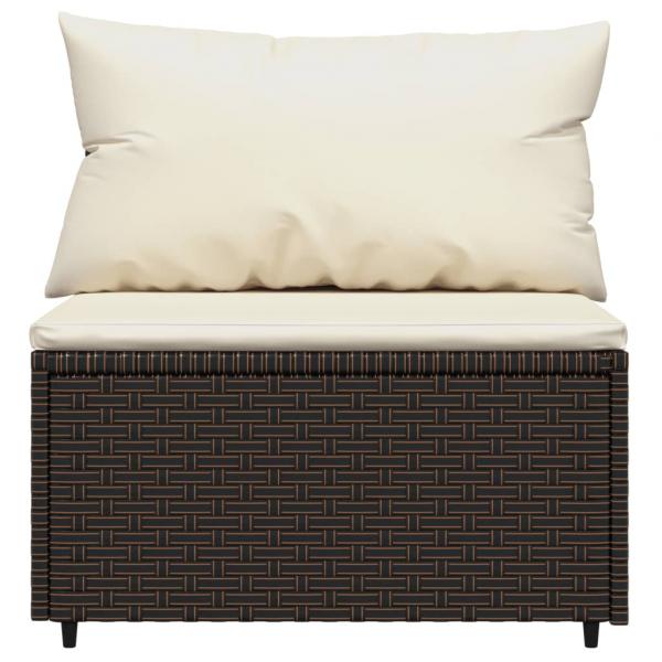 4-tlg. Garten-Lounge-Set mit Kissen Braun Poly Rattan