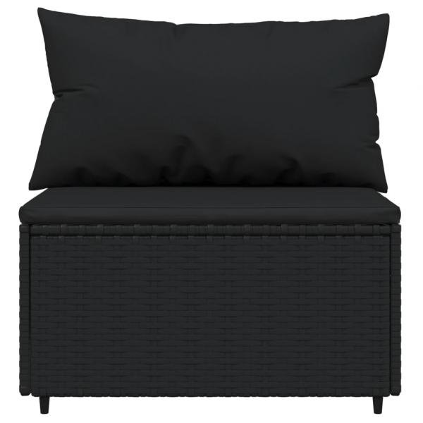 4-tlg. Garten-Lounge-Set mit Kissen Schwarz Poly Rattan