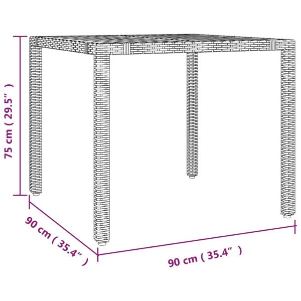 Gartentisch mit Holzplatte Schwarz Poly Rattan & Akazienholz