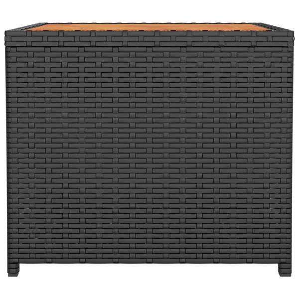 Beistelltisch mit Holzplatte Schwarz Poly Rattan & Akazienholz