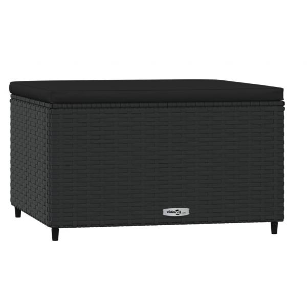 Gartenhocker mit Kissen Schwarz Poly Rattan