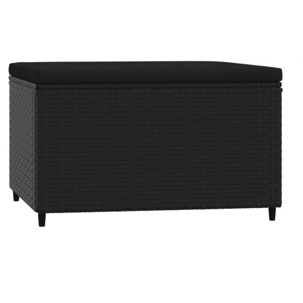 Gartenhocker mit Kissen Schwarz Poly Rattan