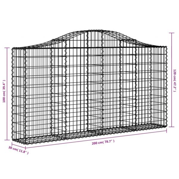 Gabionen mit Hochbogen 11Stk. 200x30x100/120cm Verzinktes Eisen